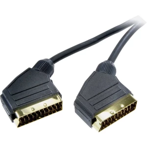 SCART TV, prijemnik (receiver) priključni kabel [1x SCART-utikač 1x SCART-utikač] 2 m crn slika