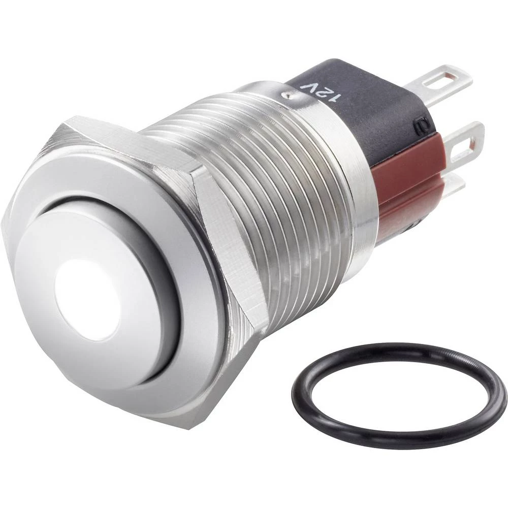 TRU COMPONENTS TC-GQ16-KH-11D/J/W/12V/S Tlačni prekidač sa zaštitom od vandalizma 48 V/DC 2 A 1 x OFF/(ON) IP65 vraća se u izspr slika