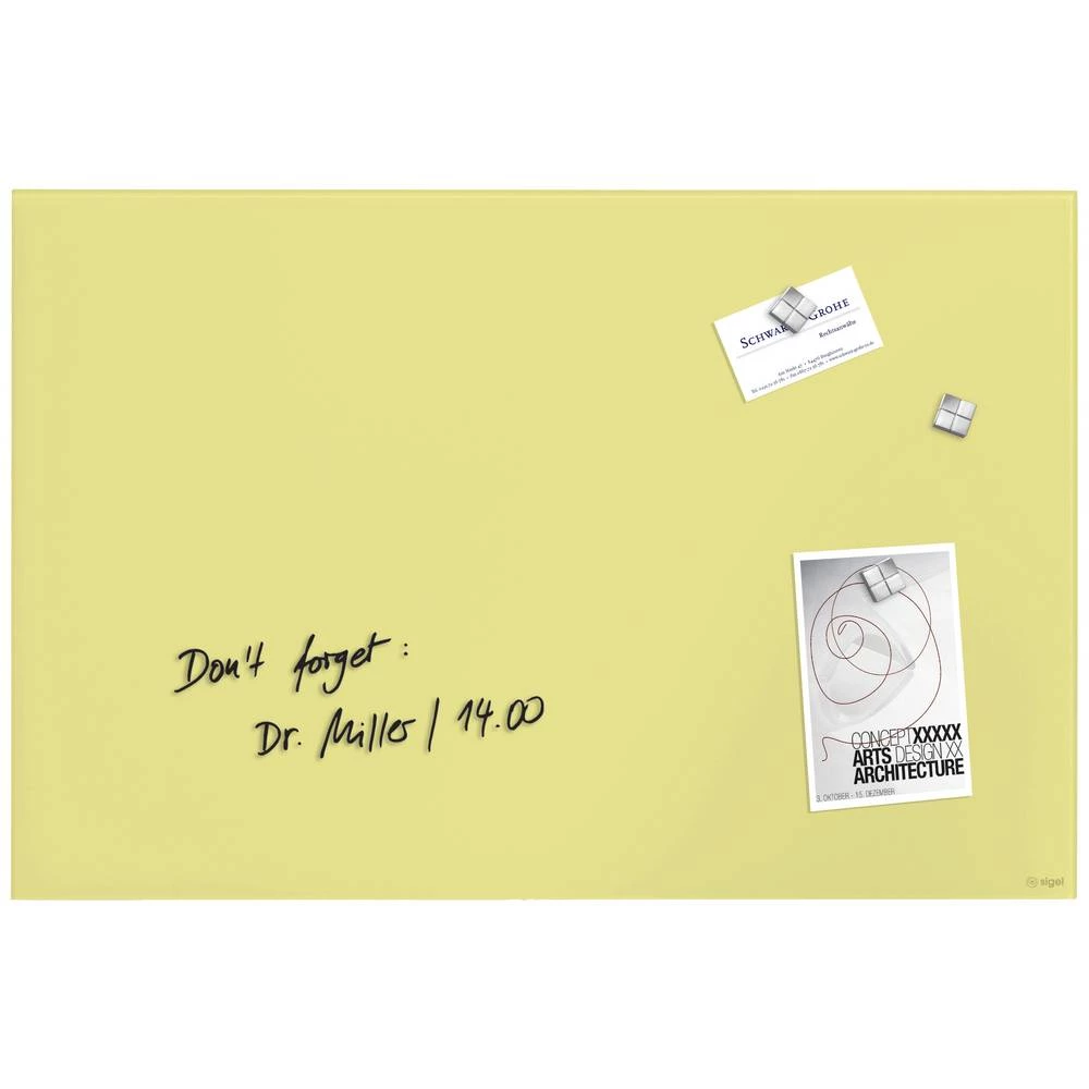 Sigel magnetska ploča od stakla Sigel (Š x V) 600 mm x 400 mm pastelno-žuta GL512 slika