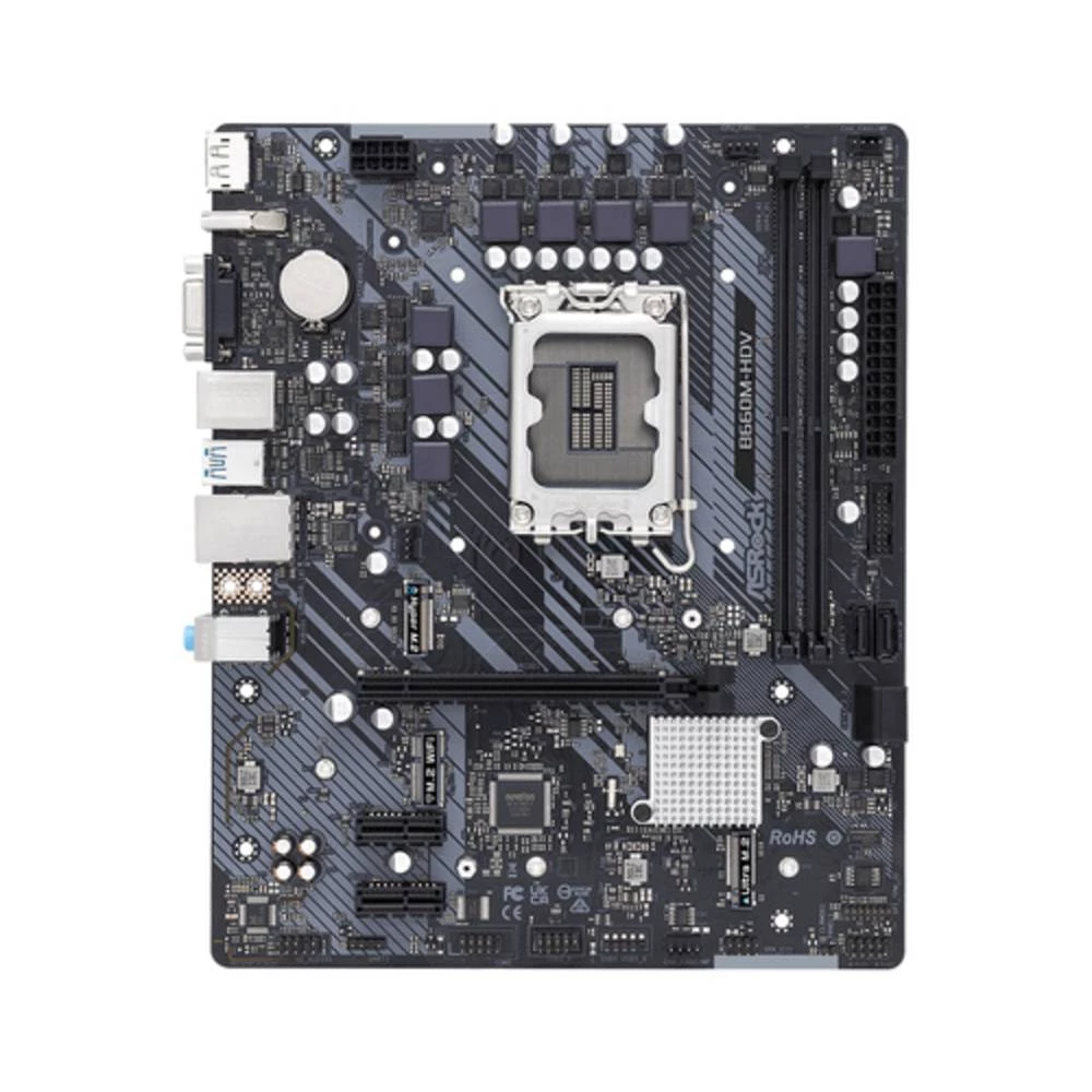 Asrock B660M-HDV, Intel, LGA 1700, Intel® Celeron®, Intel® Core™ i3, Intel® Core™ i5, Intel® Core™ i7, Intel® Core™ i9, Intel® Pentium®, DDR4-SDRAM, 64 GB, DIMM ASRock B660M-HDV matična ploča Baza ... slika