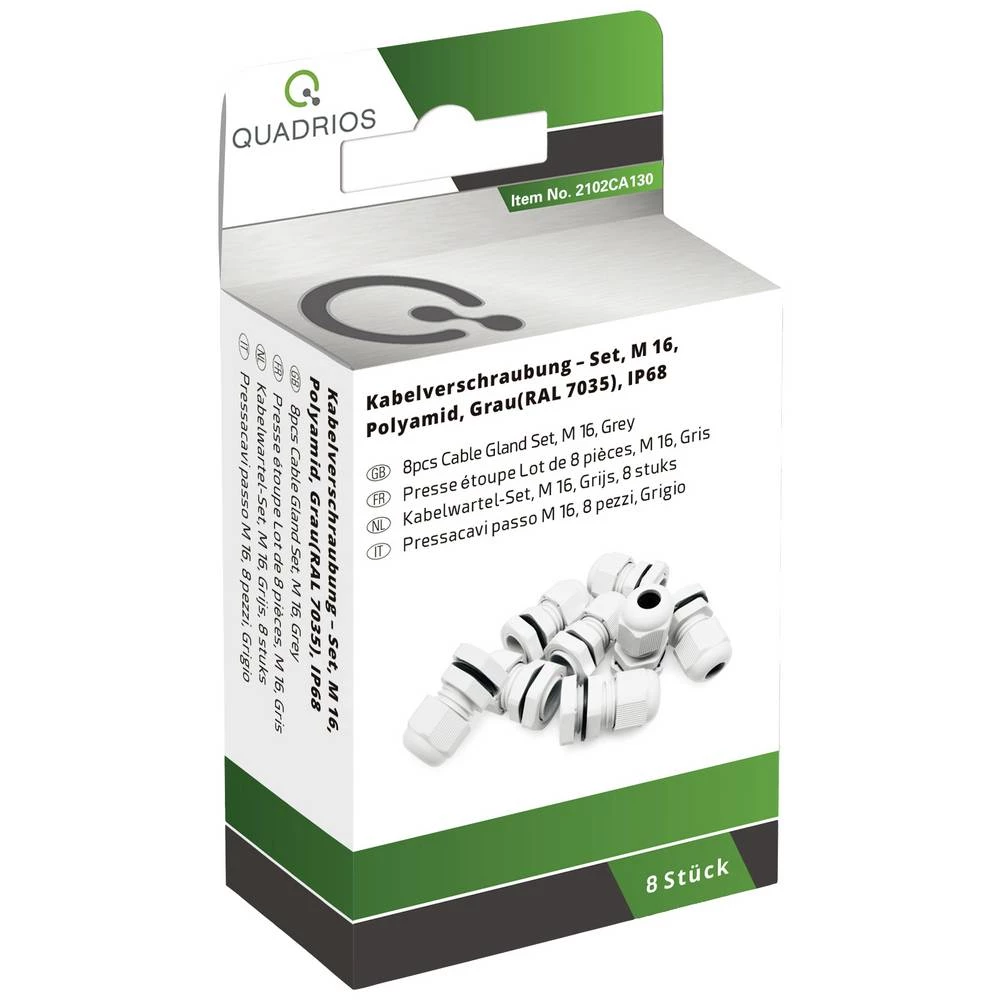 Quadrios 2102CA130 asortiman uvodnica M16 PA66 svijetlosiva 1 Set slika