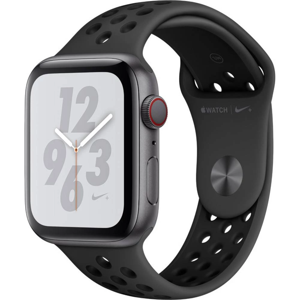 Apple Pametni sat serije 4 Nike+ ćelijski 44 mm Kućište od aluminija Svemirsko-siva Sportska narukvica Crna, Antracitna boja slika