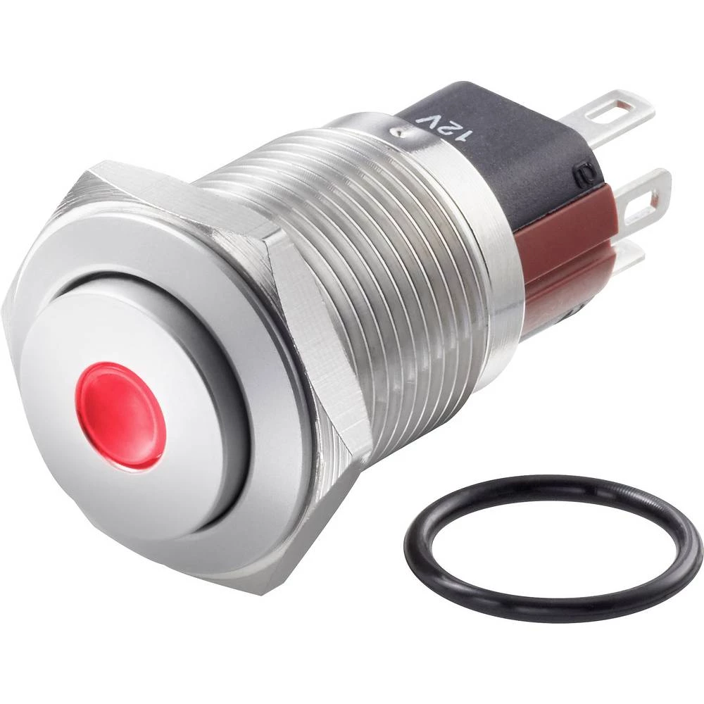 TRU COMPONENTS TC-GQ16-KH-11D/J/R/12V/S Tlačni prekidač sa zaštitom od vandalizma 48 V/DC 2 A 1 x OFF/(ON) IP65 vraća se u izspr slika