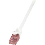 LogiLink CQ2101U RJ45 mrežni kabel, Patch kabel CAT 6 U/UTP 15.00 m bijela vatrostalan, sa zaštitom za nosić 1 St.