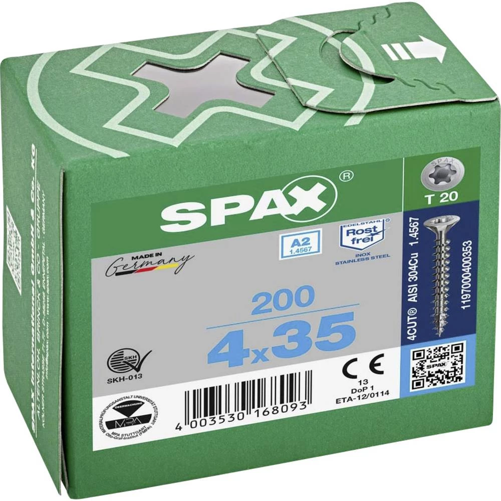 SPAX 1197000400353 R 88091 Senkkopf T-STAR vijak za drvo 4 mm 35 mm T-STAR plus nehrđajući čelik A2 200 kom. slika