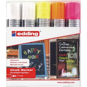 Edding Marker kreda e-4090 4-4090-5999 Bijela, Bijela, Neonsko-žuta, Neonsko-narančasta, Neonsko-ružičasta 4 mm, 15 mm slika