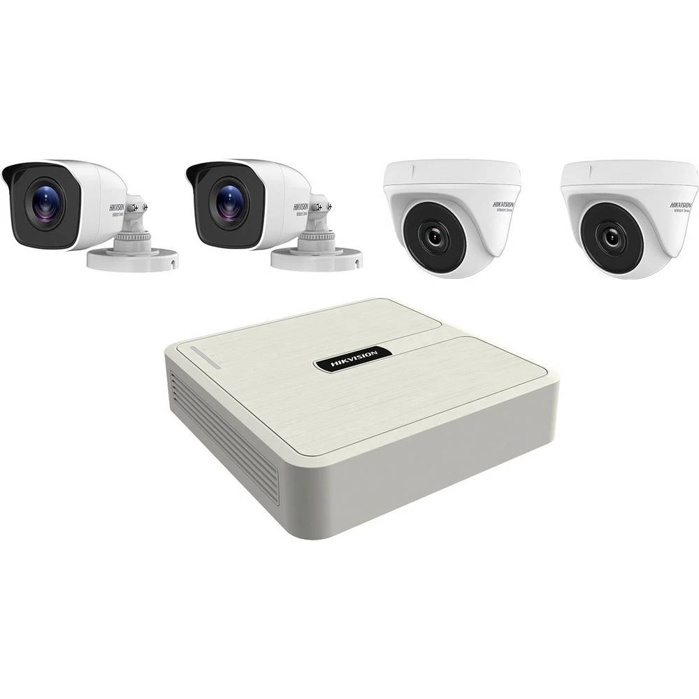 Analogni, AHD, HD-CVI, HD-TVI Set sigurnosne kamere 4-kanalni Sa 4 kamere 1920 x 1080 piksel HiWatch HWK-T4141M-PP 301501248 slika