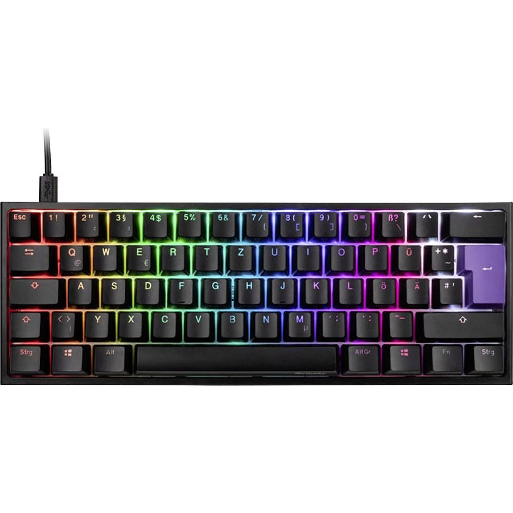 Ducky ONE 2 DKON1861ST-BDEPDAZT1 USB igraća tipkovnica osvjetljen, odvojivi kabel njemački, qwerty, Windows ® crna, bije slika