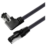 Maxtrack TI51-3L RJ45 mrežni kabel, Patch kabel CAT 8.1 S/FTP 3 m crna 90° nagnuto udesno , jednostruko oklopljeni kabel