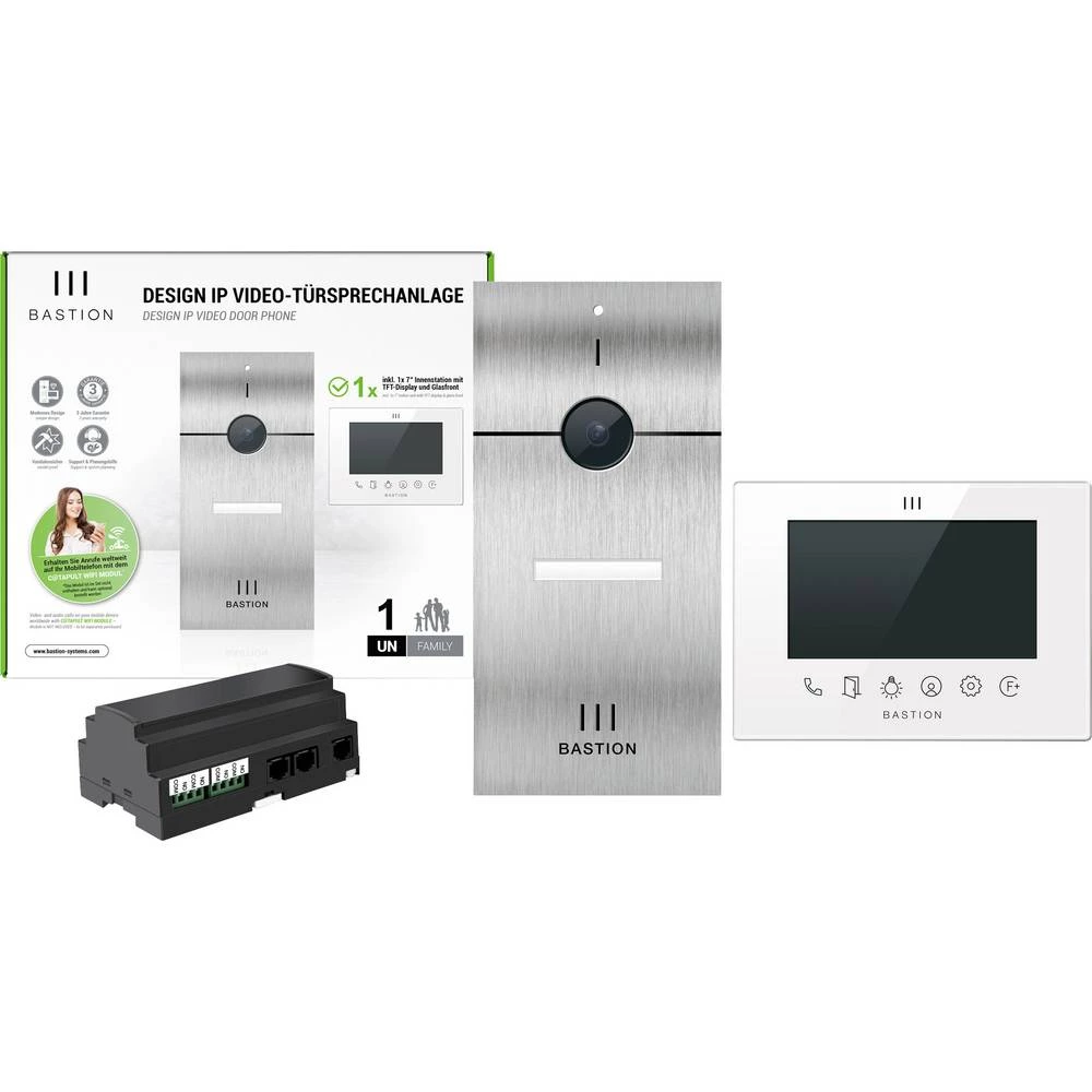 Bastion BA.KIT.UN.INOX.WHT video portafon za vrata lan vanjska jedinica, unutarnja jedinica 1 obiteljska kuća plemeniti slika