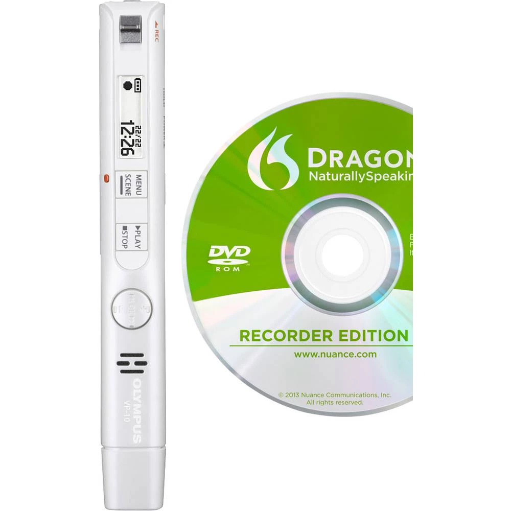 Digitalni diktafon Olympus VP-10 + Dragon Naturally Speaking 12 Vrijeme snimanja (maks.) 1620 h Bijela Uklj. softver za prepozna slika