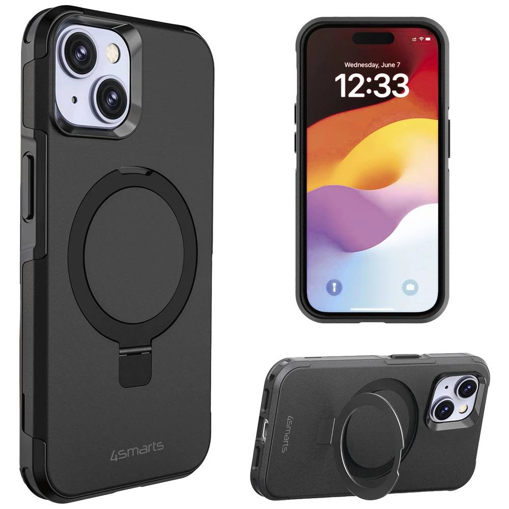 4Smarts Defend Case Magic Stand stražnji poklopac za mobilni telefon Apple iPhone 15 crna MagSafe kompatibilna, funkcija slika