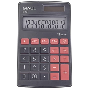 Maul M 12 džepni kalkulator crna Zaslon (broj mjesta): 12 baterijski pogon, solarno napajanje slika