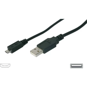USB 2.0 priključni kabel [1x USB 2.0 utikač A - 1x USB 2.0 utikač Micro-B] 1.80 m Digitus crni slika