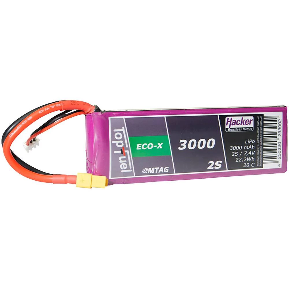 LiPo akumulatorski paket za modele 7.4 V 3000 mAh Broj ćelija: 2 20 C Hacker Softcase XT60 slika