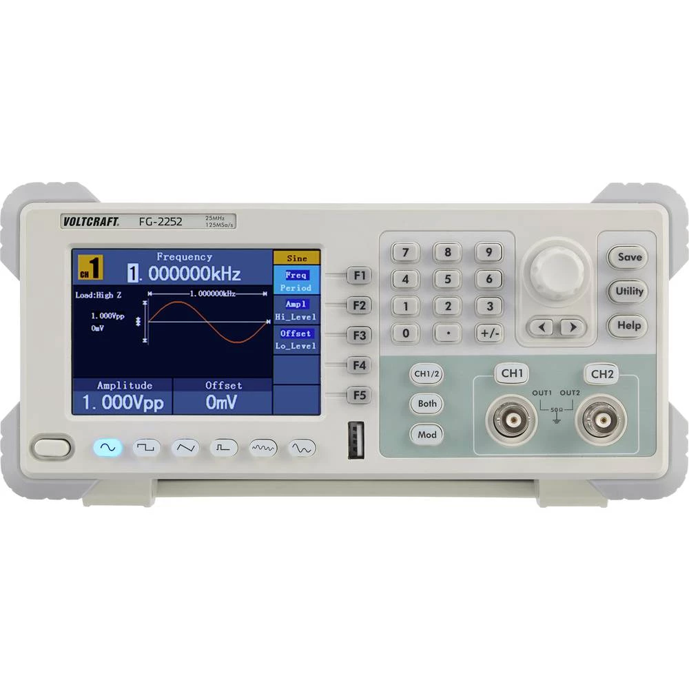 VOLTCRAFT FG-2252 Funkcijski generator na struju 2-kanalni Proizvoljno, Buka, Puls, Pravokutnik, Sinusni val , Trokut, Signal IS slika