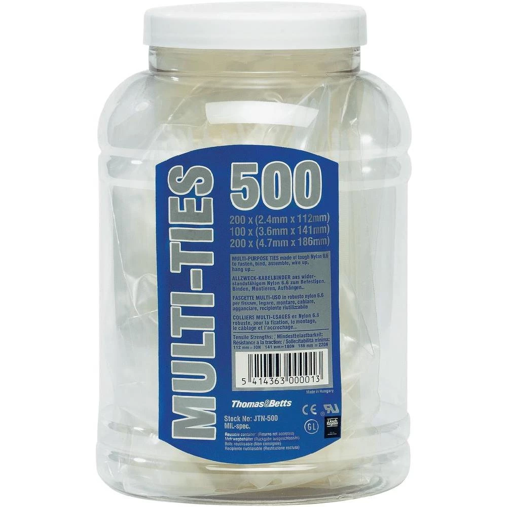Ty-Fast kablovske vezice v plastični posodi, JTN-500, natur,500 komada, St. Thom slika