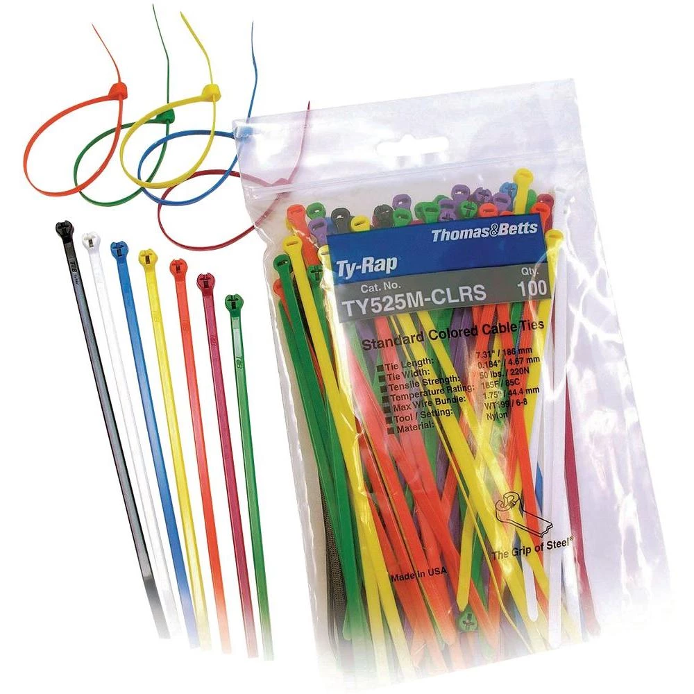 Ty-RapR višebojne kablovske vezice s čelićnim zatvaranjem. (DxŠ) 186 mm x 4.8 mm slika