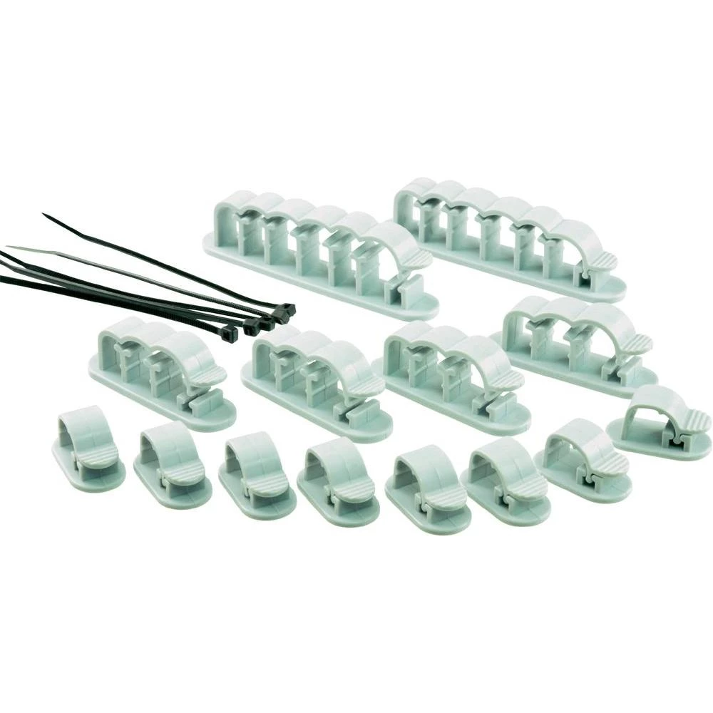 19-dijelni samoljepljivi set zauređivaje kablovaa, siva, crna slika