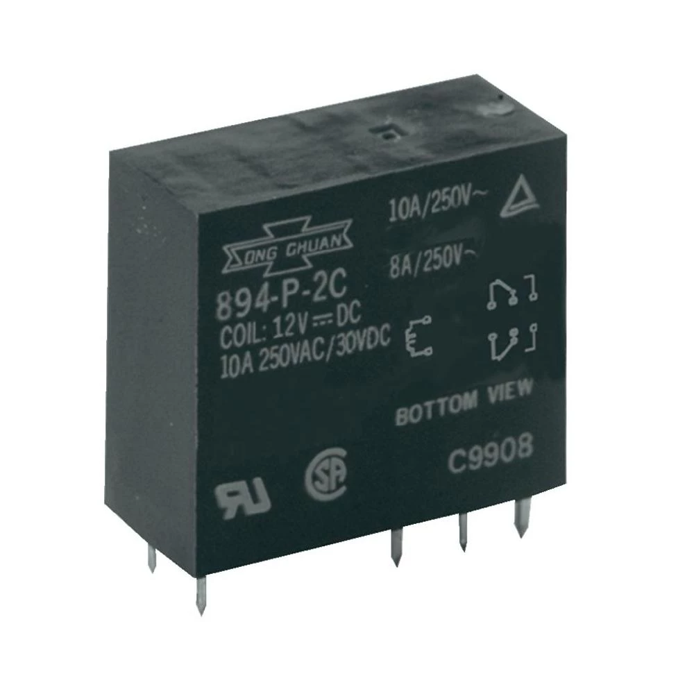 Teretni relej Song Chuan 894H-2CC1 FC 24V DC, 24 V/DC, 2 x preklopni kontakt, 10 slika