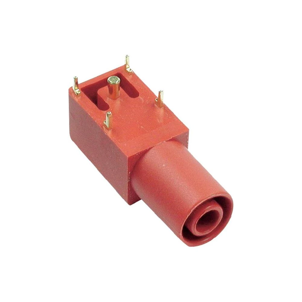 Ugaona utičnica SLB4-I/90, ugradbeni zatik: 4 mm, priklop za lemljenje, crvena, slika