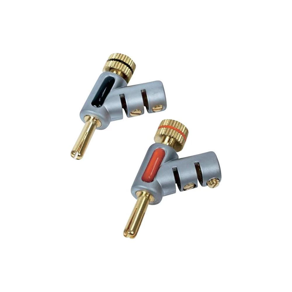 Banana utikač, pozlaćen 4 mm crveni, crni slika