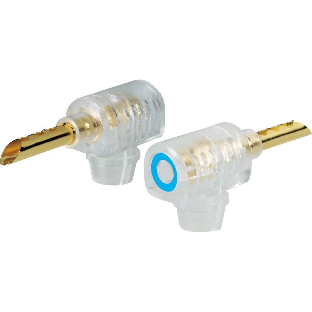 Bananski utikač i spojnik, kutnipozlaćeni utikač, O klina: 4 mm, vijčani priklop slika