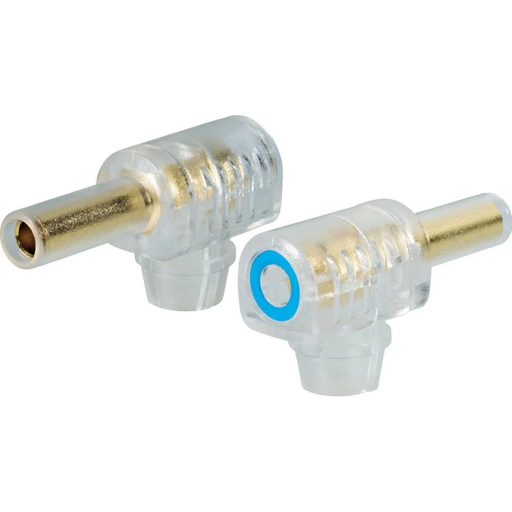 Bananski utikač i spojnik, kutnipozlaćeni utikač, O klina: 4 mm, vijčani priklop slika