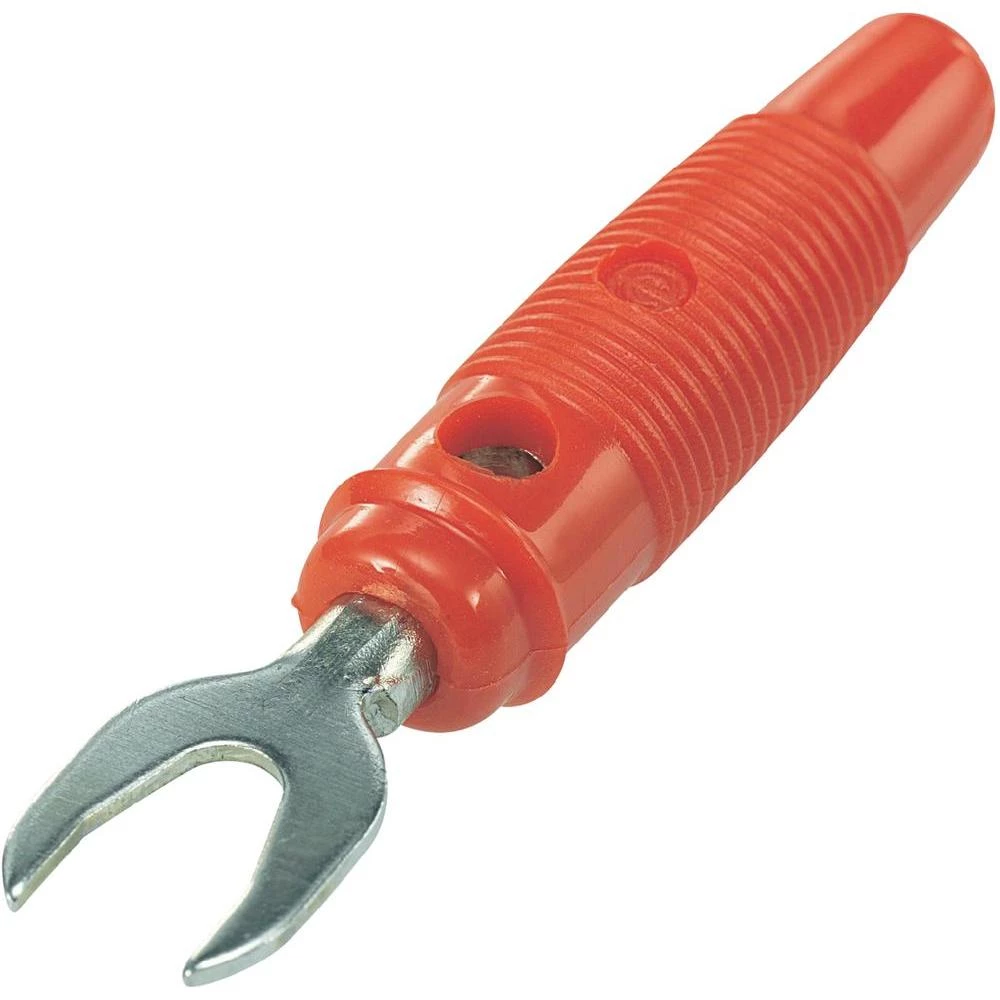 Spojni utikač s viljuškastom kabal sa kom cipelicom 4 mm crveni priključak=navo slika