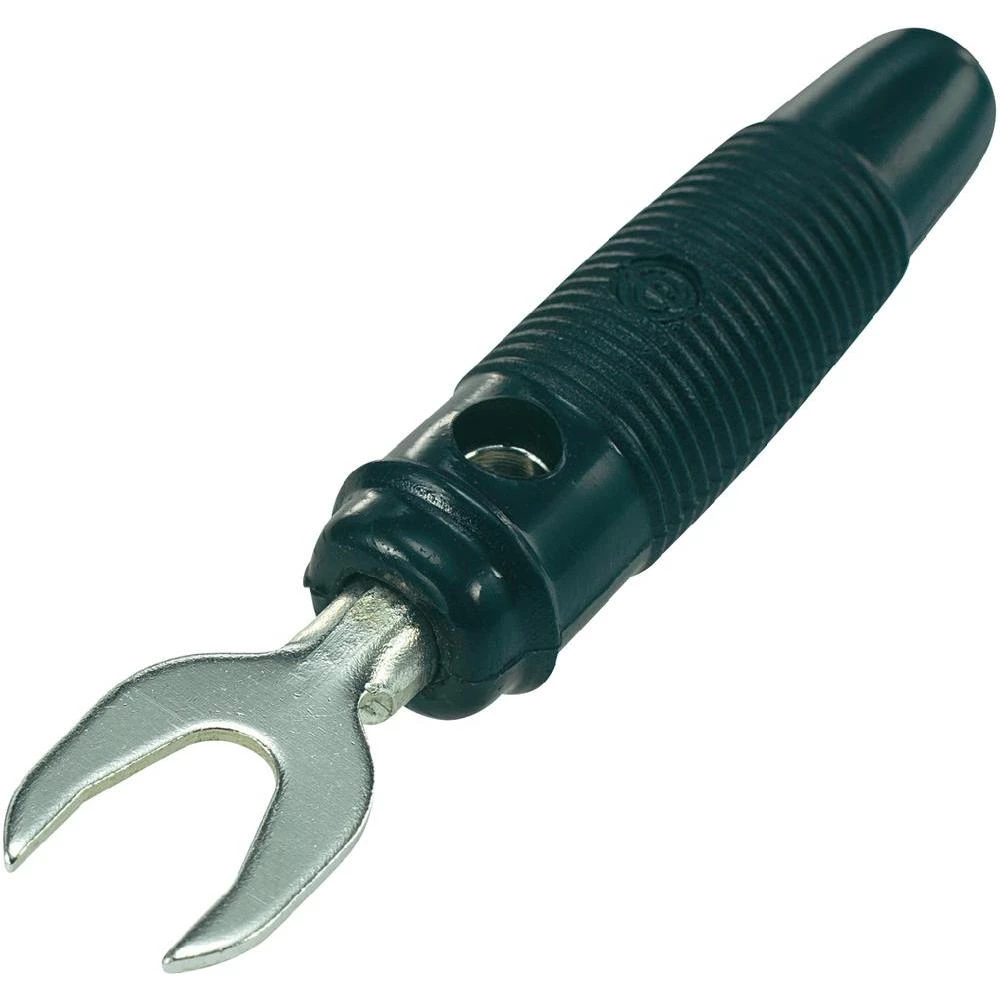 Spojni utikač s viljuškastom kabal sa kom cipelicom 4 mm crni priključak=vijčan slika