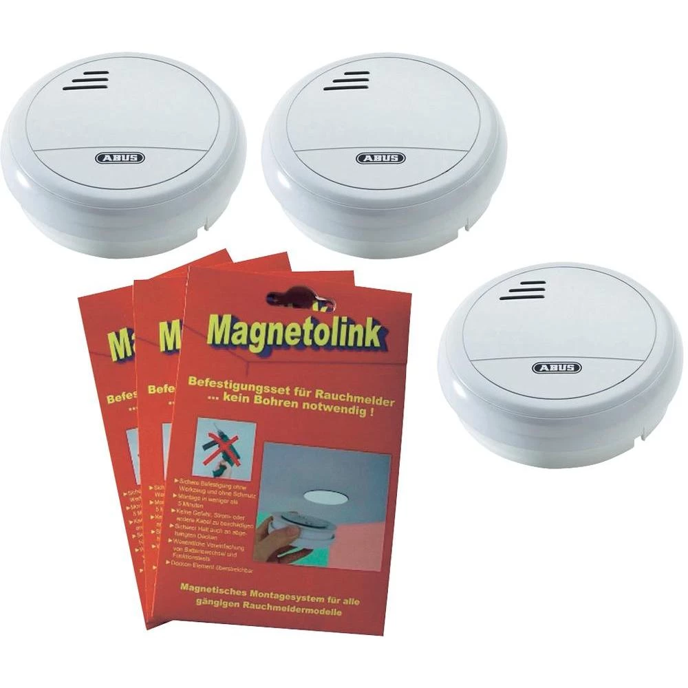 ABUS Detektor dima i magnet za montažu Magnetolink, štedni komplet, 3 komada slika