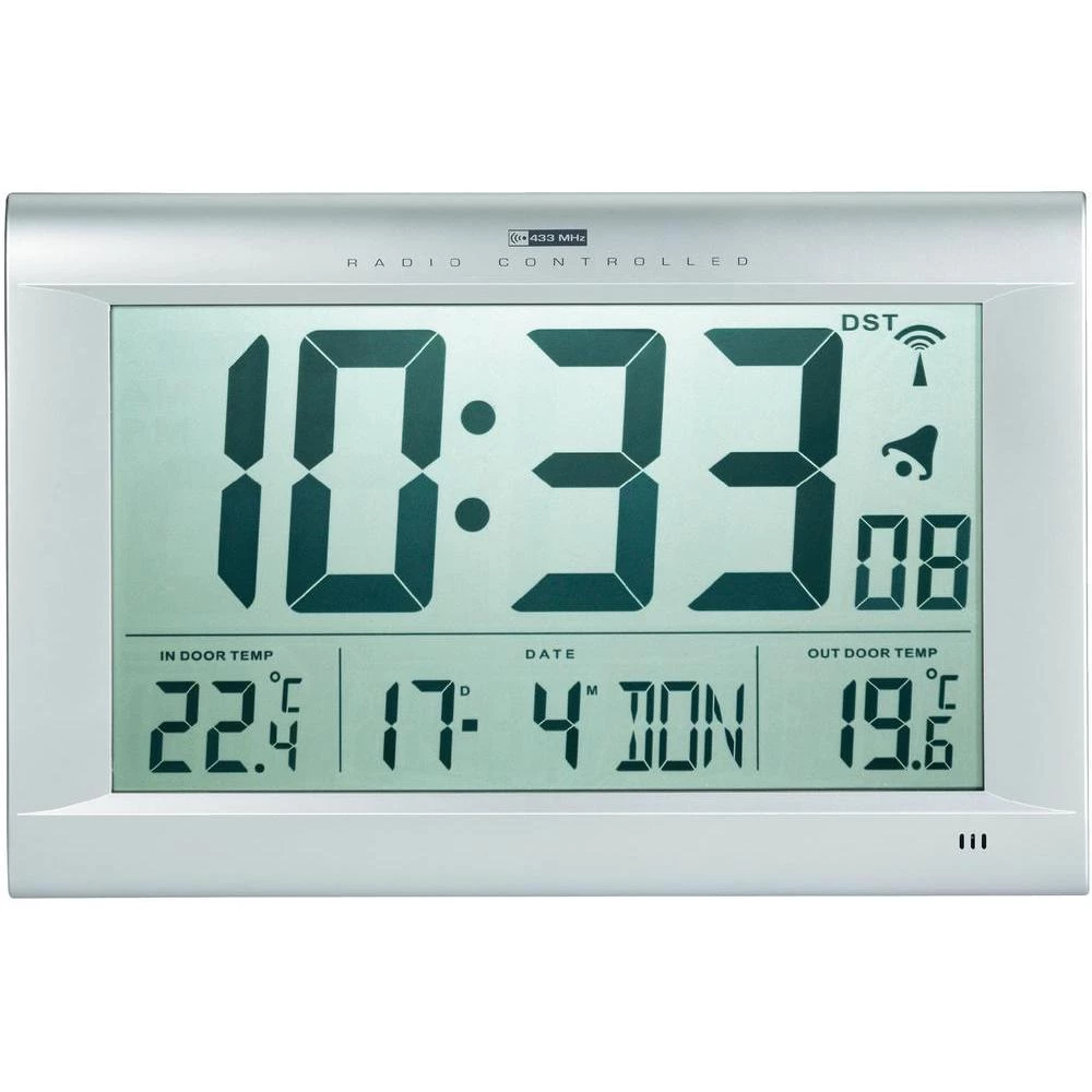Radijski kontrolirani zidni sat Jumbo s vanjskom temperaturom slika