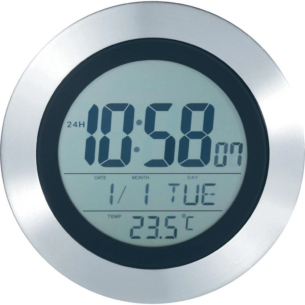 Radijski kontrolirani zidni sat s prikazom temperature; slika