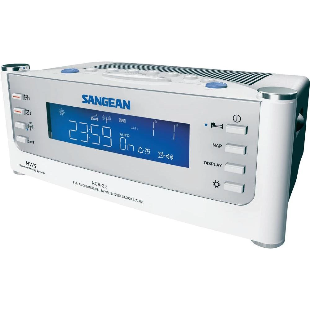 Radio sa radijski vodenim satom Sangean RCR-22, bijeli, srebrni slika