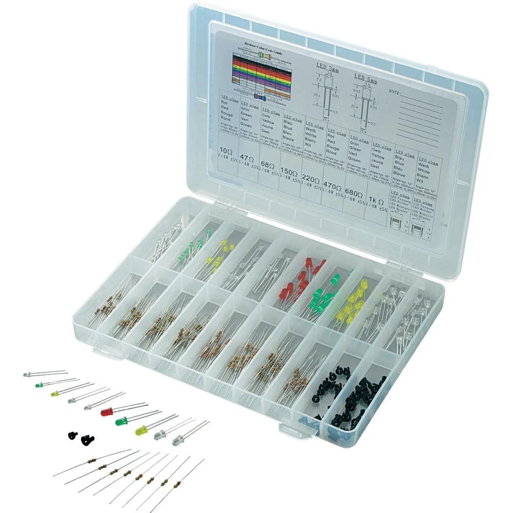 LED-Sortiment crvena, zelena, Gelb, plava, bijela okrugla 3 mm, 5 mm Conrad Components slika