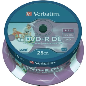 Prazni DVD+R DL mediji Verbatim 43667, 25 komada, 8,5 GB, 240 min, mogućnost pri slika