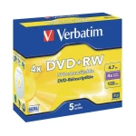 Prazni DVD+RW mediji Verbatim43229, 5 komada, 4,7 GB, 120 min, naljepnice