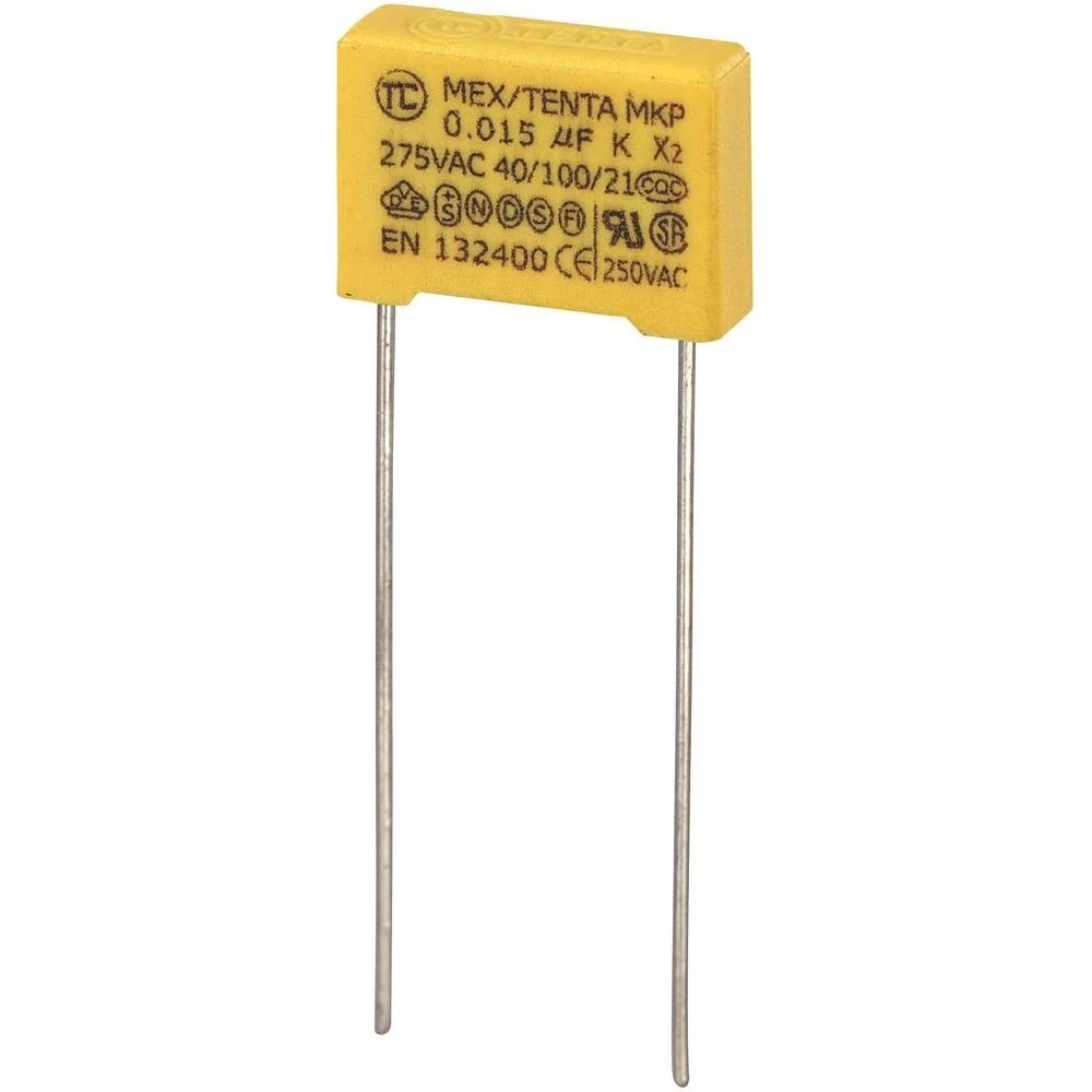 MKP Kondenzator x 2 (DxŠxV) 13x 4 x 9 mm raster 10 mm 0.015F 275 V/AC 10 % slika