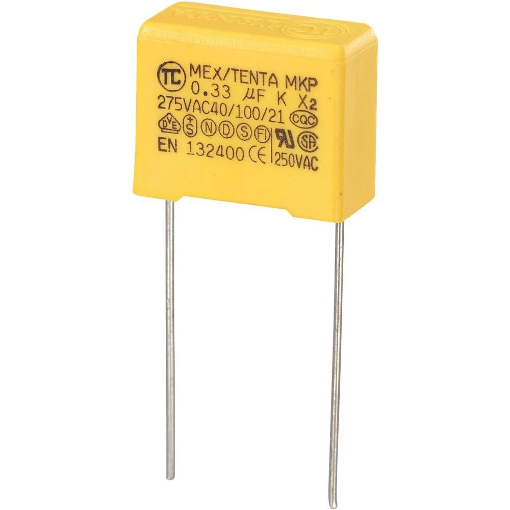 MKP Kondenzator x 2 (DxŠxV) 18x 8.5 x 14.5 mm raster 15 mm 0.33F 275 V/AC 10 % slika