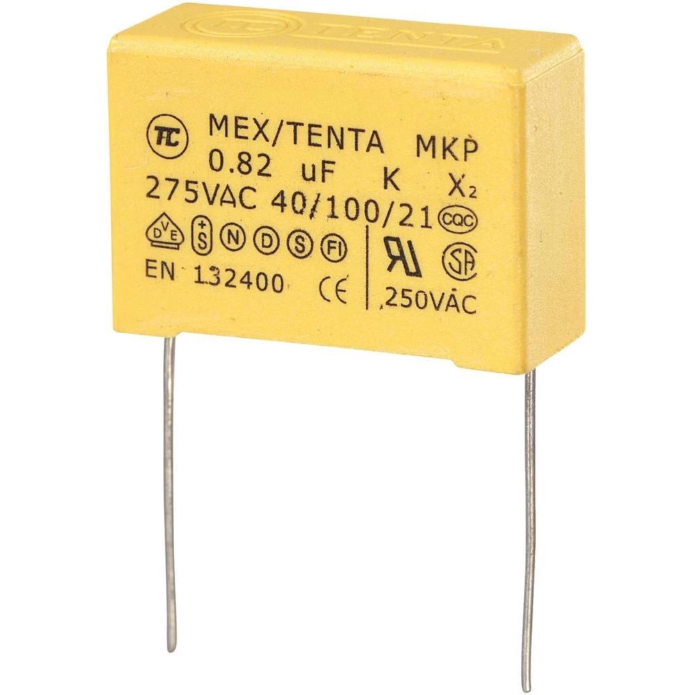 MKP Kondenzator x 2 (DxŠxV) 32x 13 x 23 mm raster 27.5 mm 0.82F 275 V/AC 10 % slika