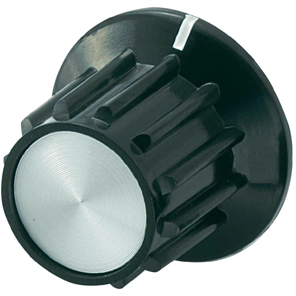 Gumb s prednjom aluninijskom pločicom, crni, promjer osi 6 mm slika