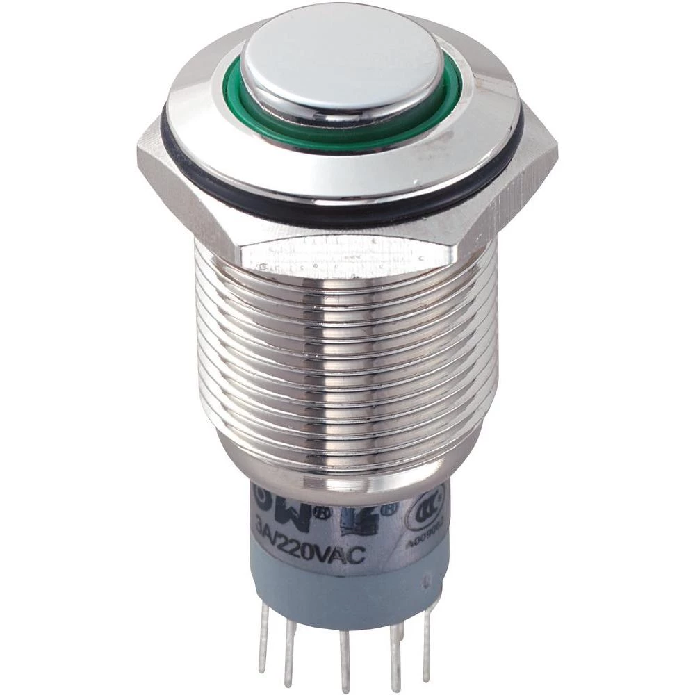 Sklopka sa zaštitom od vandalizma, 16 mm, 3 A/250 V/AC, osvjetljenje, zelena slika