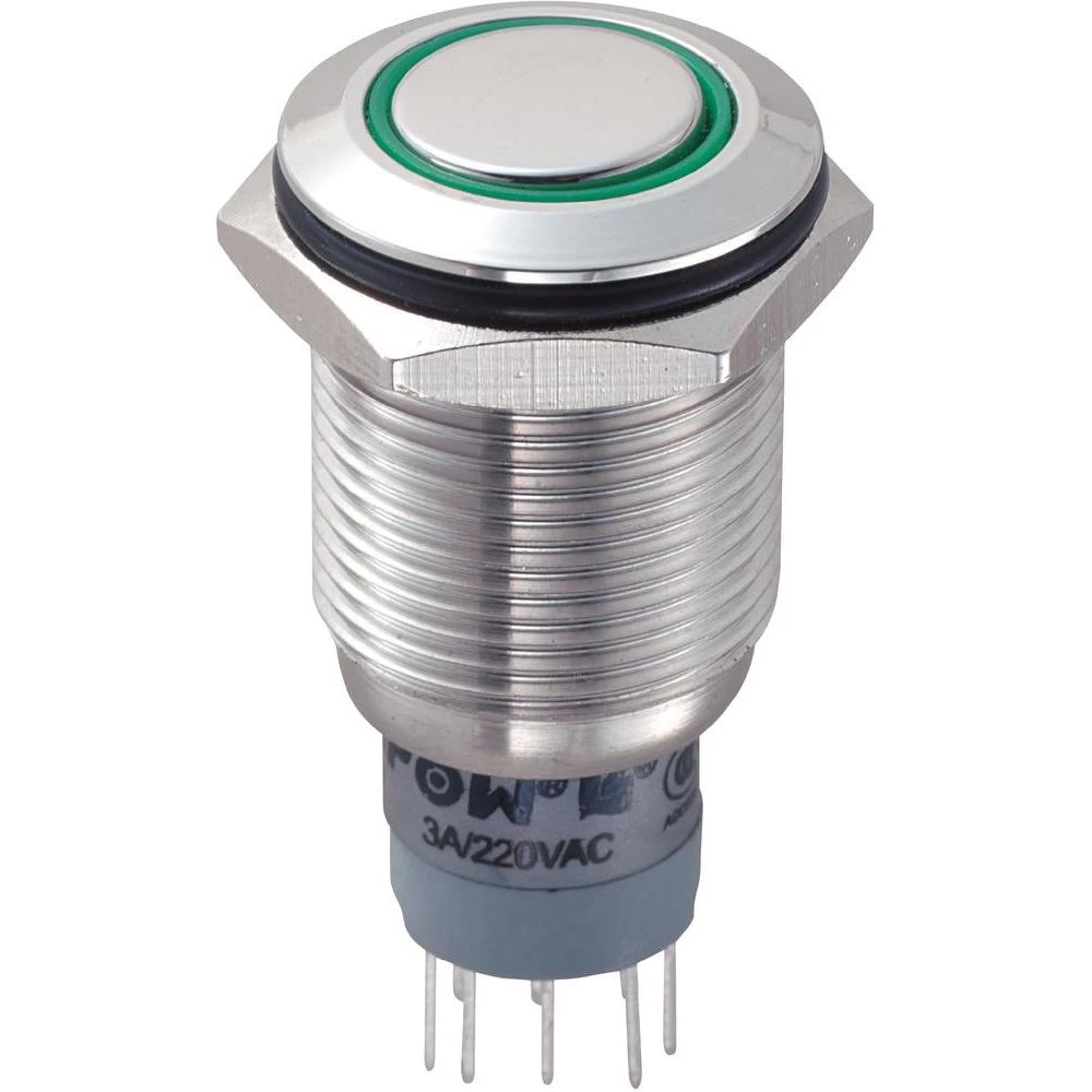 Sklopka sa zaštitom od vandalizma, 16 mm, 3 A/250 V/AC, osvjetljenje, zelena slika