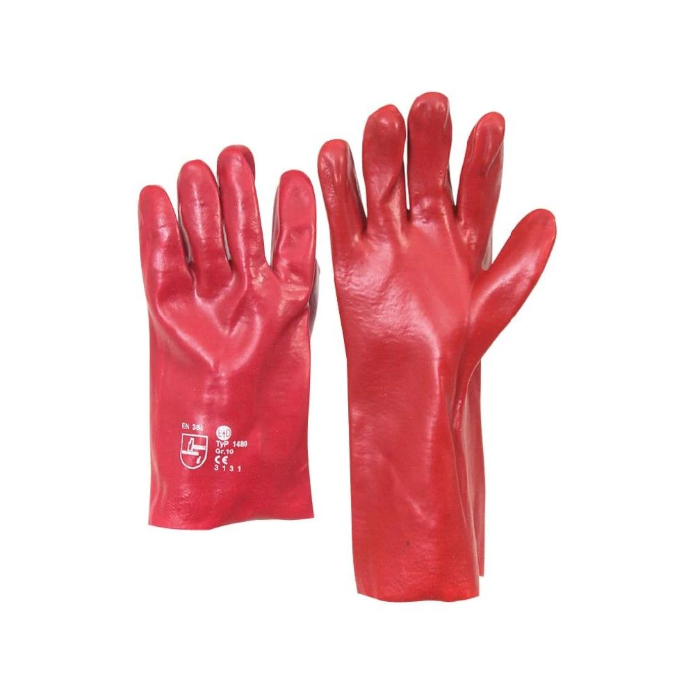 Rukavica PVC crveno smeđa, 40 cm dužine slika