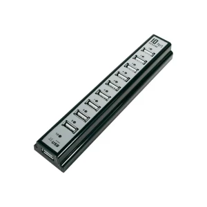 Razdjelnik sa 10 ulaz USB 2.0LogiLink, sa uređajem za punejnje, crne boje slika