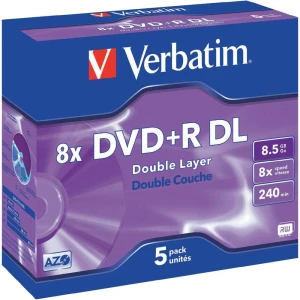 Prazni DVD+R 8,5 GB Verbatim,kutija s 5 komada slika