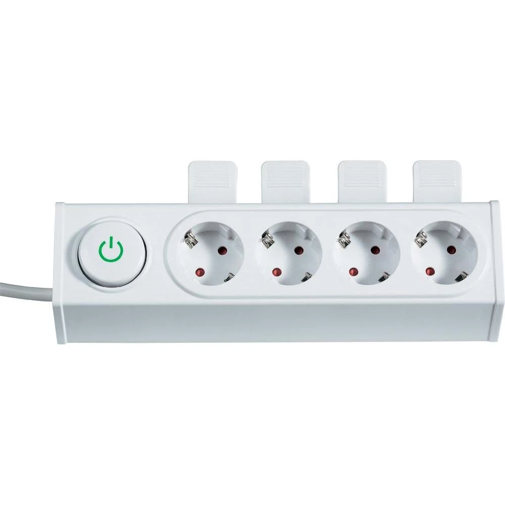 Razdjelna letva s 4 utičnice,s prekidačem, bijele boje, sigurnosne utičnice slika