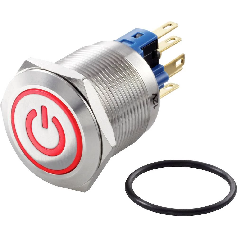 TRU COMPONENTS TC-GQ22-11ZET/R/12V/S Tlačni prekidač sa zaštitom od vandalizma 250 V/AC 3 A 1 x OFF/ON IP65 zadržava položaj 1 S slika