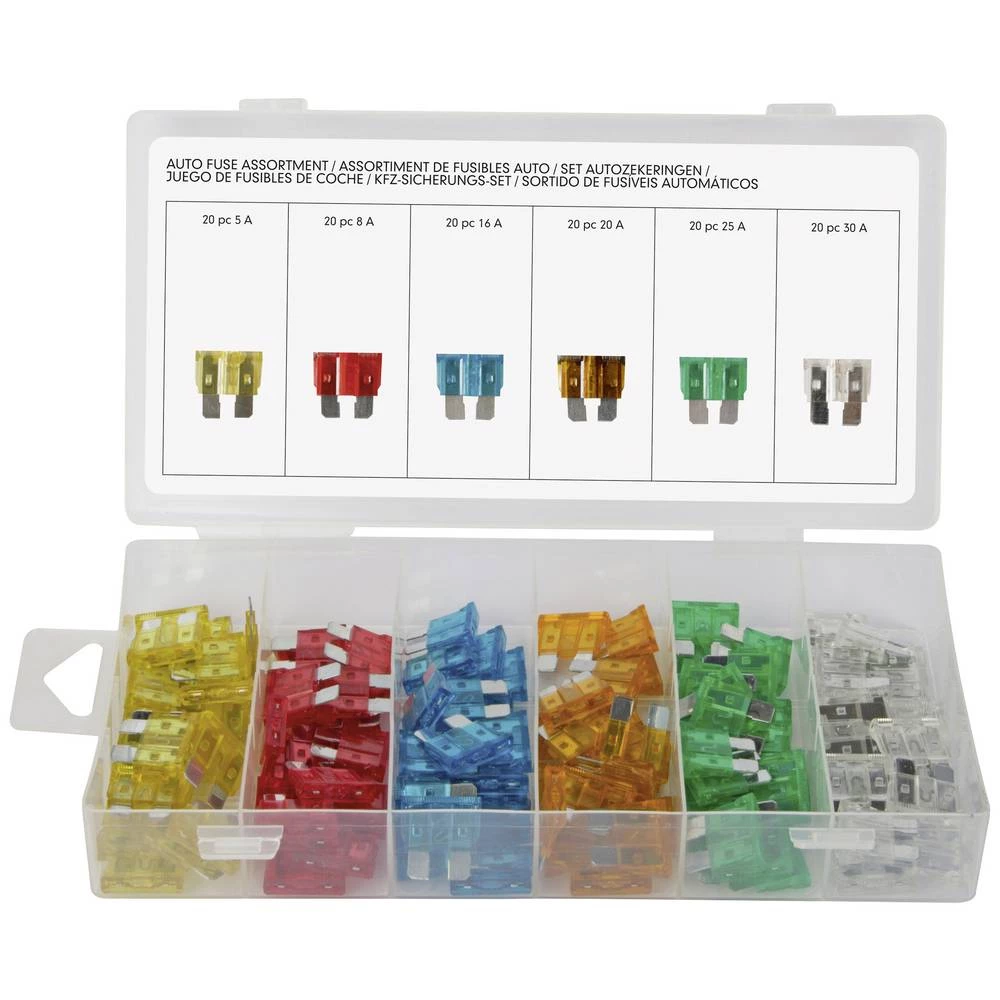 Toolland  HAS08 standardni plosnati osigurač 5 A, 10 A, 15 A, 20 A, 25 A, 30 A  120 Dijelovi slika