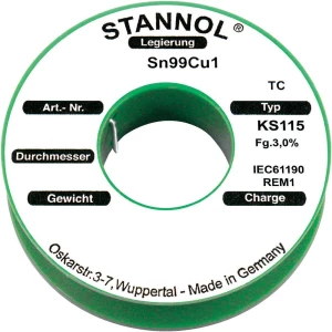 Bezolovna lemna žica kalem Stannol KS115 SN99Cu1 250 g 1.0 mm slika
